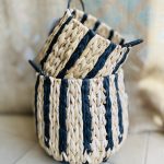 Καλάθι ψάθινο black stripes